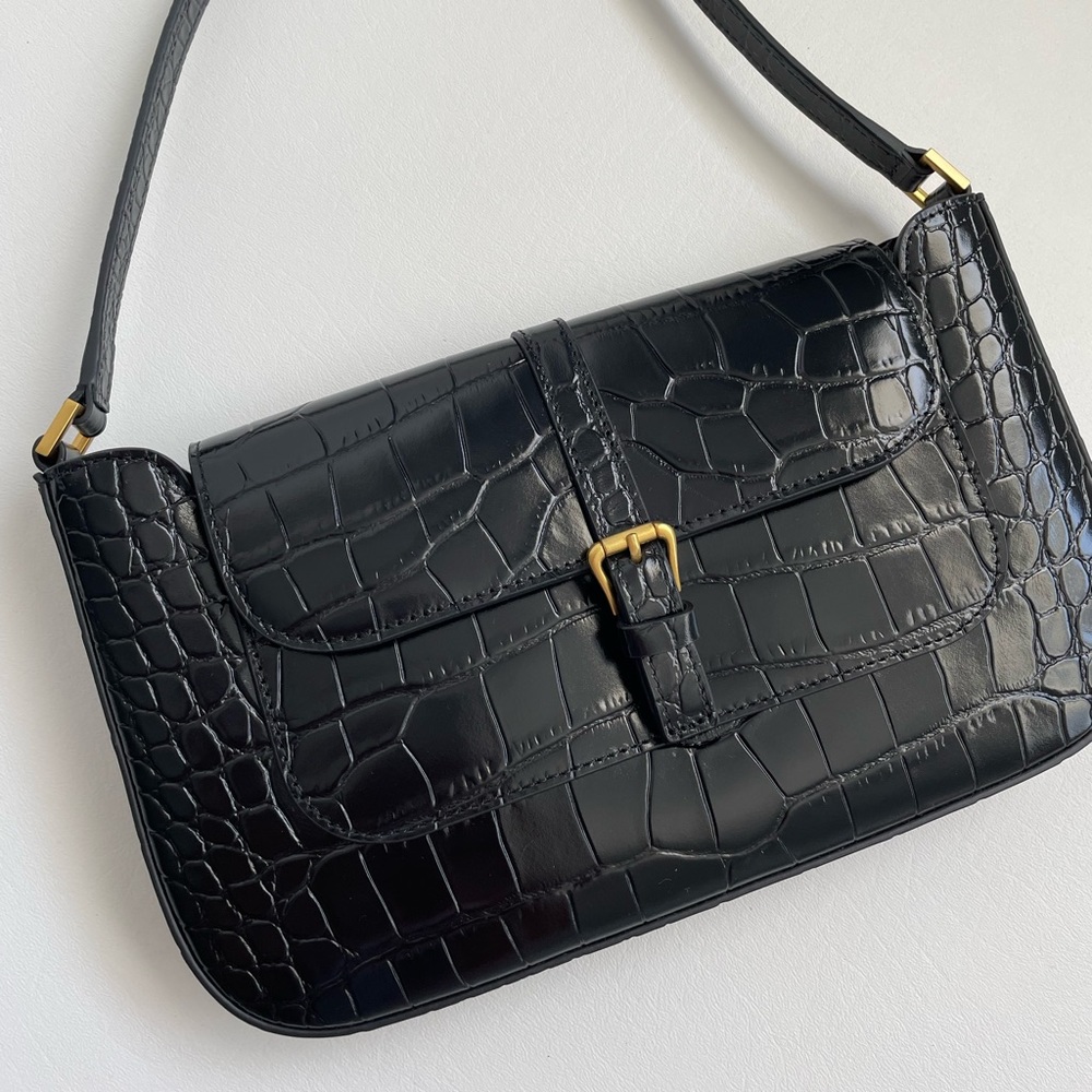 By Far Miranda black croc leather shoulder bag - Picture 3 of 7